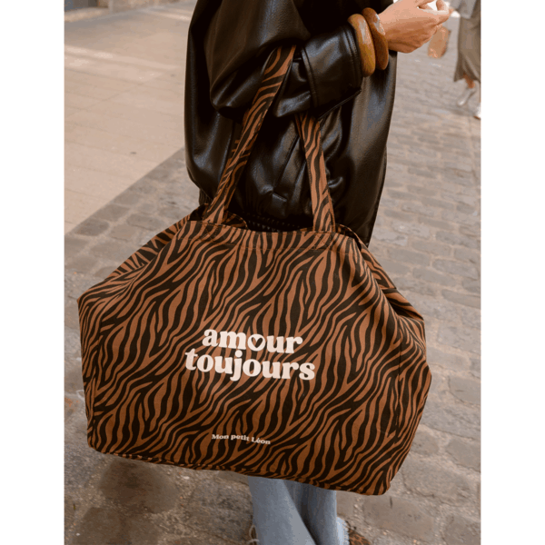 Sac cabas XXL Zèbre foncé - Amour toujours – Image 4