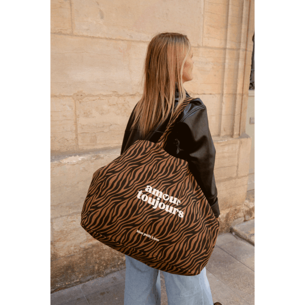 Sac cabas XXL Zèbre foncé - Amour toujours – Image 2