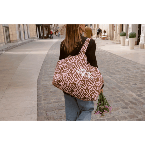 Sac cabas XXL Zèbre brun/rose - Amour toujours – Image 3