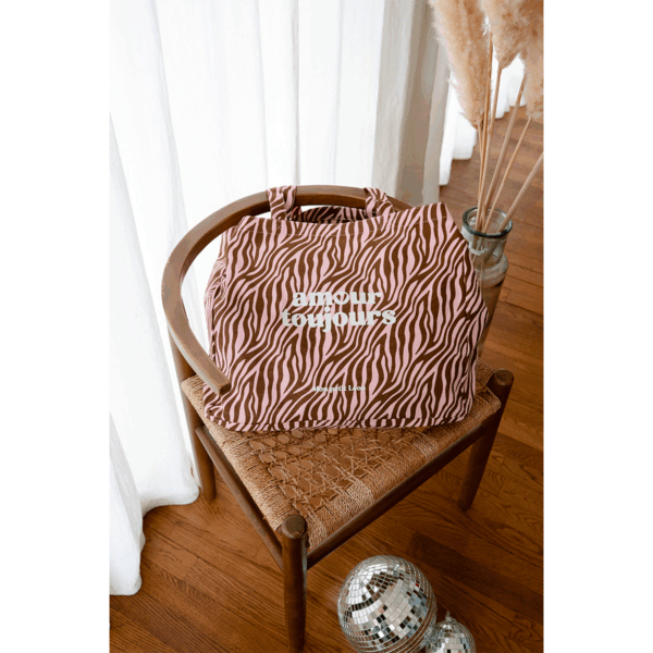 Sac cabas XXL Zèbre brun/rose - Amour toujours – Image 2