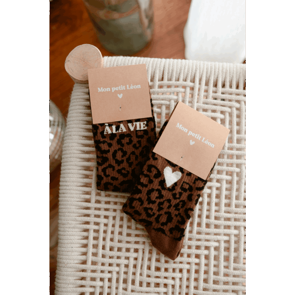 Chaussettes femme léopard avec coeur – Image 2