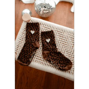 Chaussettes femme léopard avec coeur
