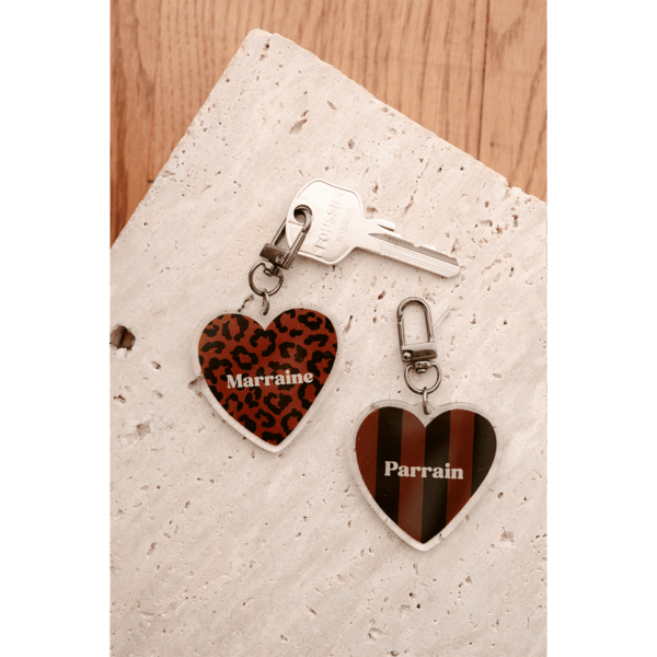 Porte-clé rayures marrons et noires - Parrain – Image 2