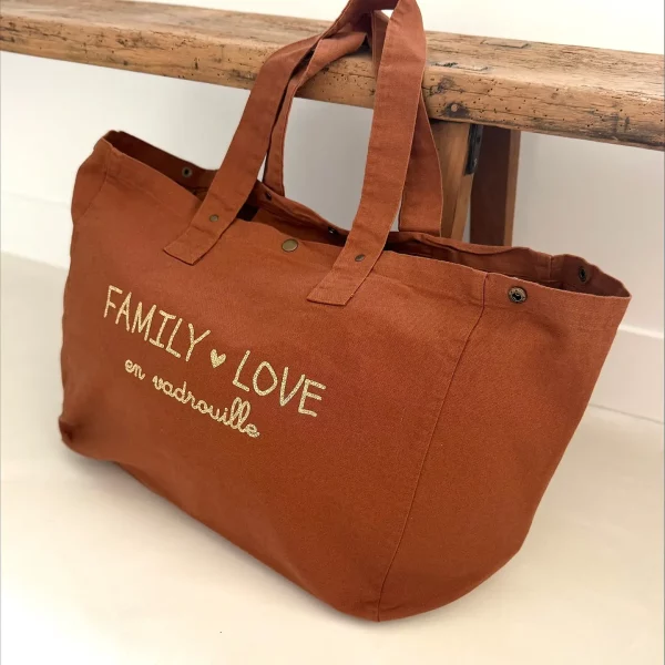 Sac cabas Family Love en vadrouille - Caramel