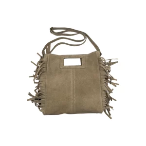 Sacen cuir de daim avec Frange Marion taupe