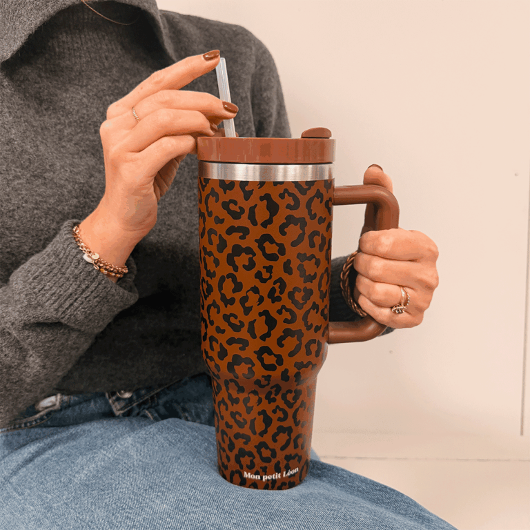 Gourde isotherme léoopard marron foncé