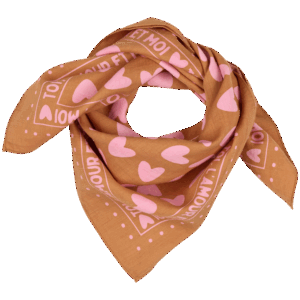 Foulard coeurs - marron/rose 2 tailles