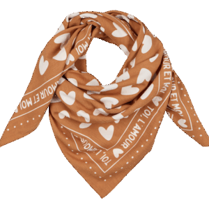 Foulard coeurs - marron/blanc 2 tailles
