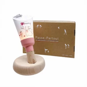 Lampe nomade - Chat Miou Miou manche rose d'antan