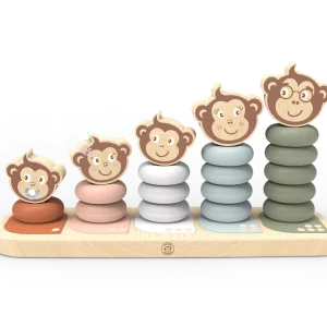 Jeu en bois - Famille singes à empiler