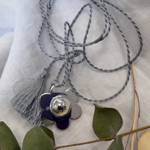 Bola de grossesse PAQUERETTE argent cordon de soie torsadé nuage