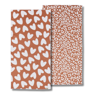 Linge brun microfibre Coeurs & léopard
