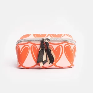 Trousse maquillage coeurs orange
