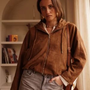 Veste Sohan effet suèdine brun