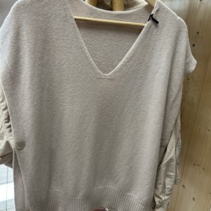 Pull en maille sans manche beige