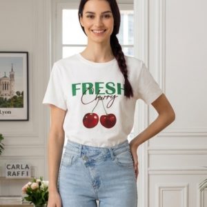 T-shirt blanc FRESH CHERRY