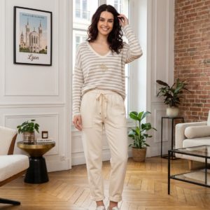 Pantalon style jogging beige