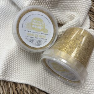 Pâte à modeler blanche avec paillettes dorées biodégradables