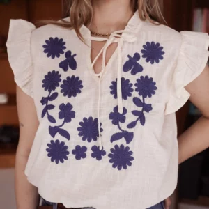 Blouse crème Kaelis brodée