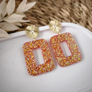 Boucles d'oreilles Suzette rouge reflets