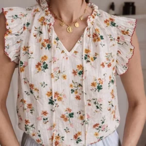 Blouse légère Fleurs Rayanne vert