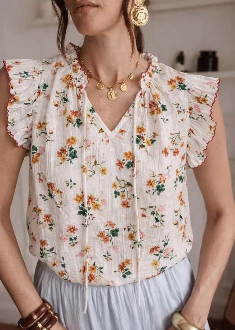 Blouse légère Fleurs Rayanne vert
