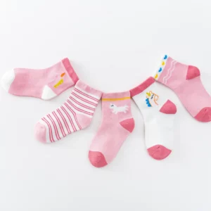 Lots 5 paires de chaussettes tons roses Licorne