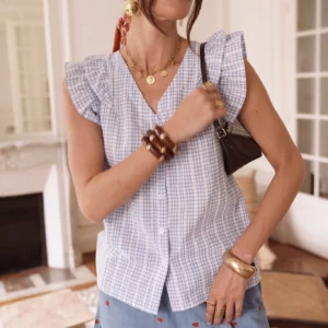 Chemise vichy bleu doux Carys