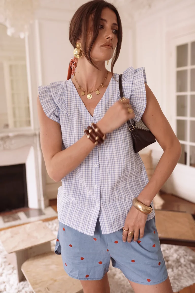 Chemise vichy bleu doux Carys