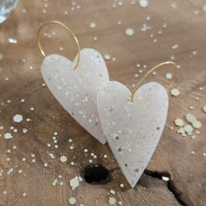 Boucles d'oreilles Mini love crème/or