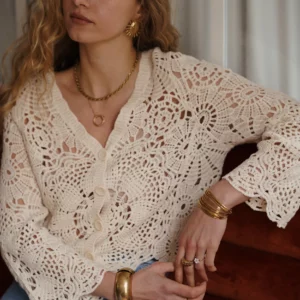 Gilet crochet manches longues Lana