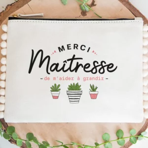 Pochette pompon - Merci maîtresse de m'aider à grandir
