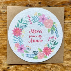 Carte à planter ensemencée ronde - Merci pour cette année
