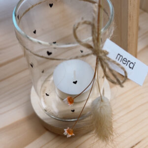 Photophore coeurs noirs - Merci