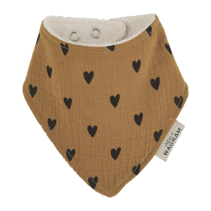 Bavoir en gaze de coton avec coeurs camel