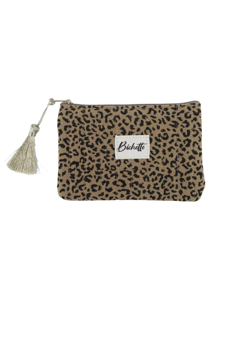 Mini Pochette léopard Bichette taupe