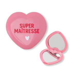Miroir de poche coeur rose Super maîtresse