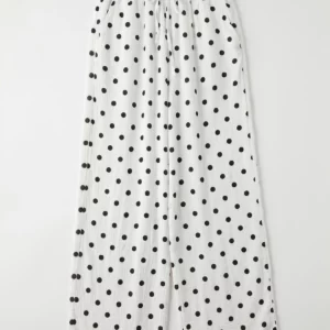 Pantalon large en gaze de coton à pois noir