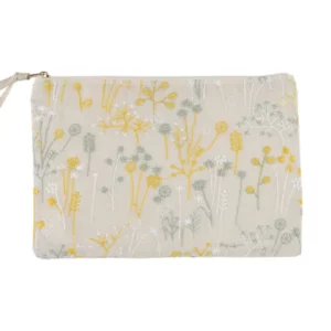 Pochette plate fleurs Azia beige clair