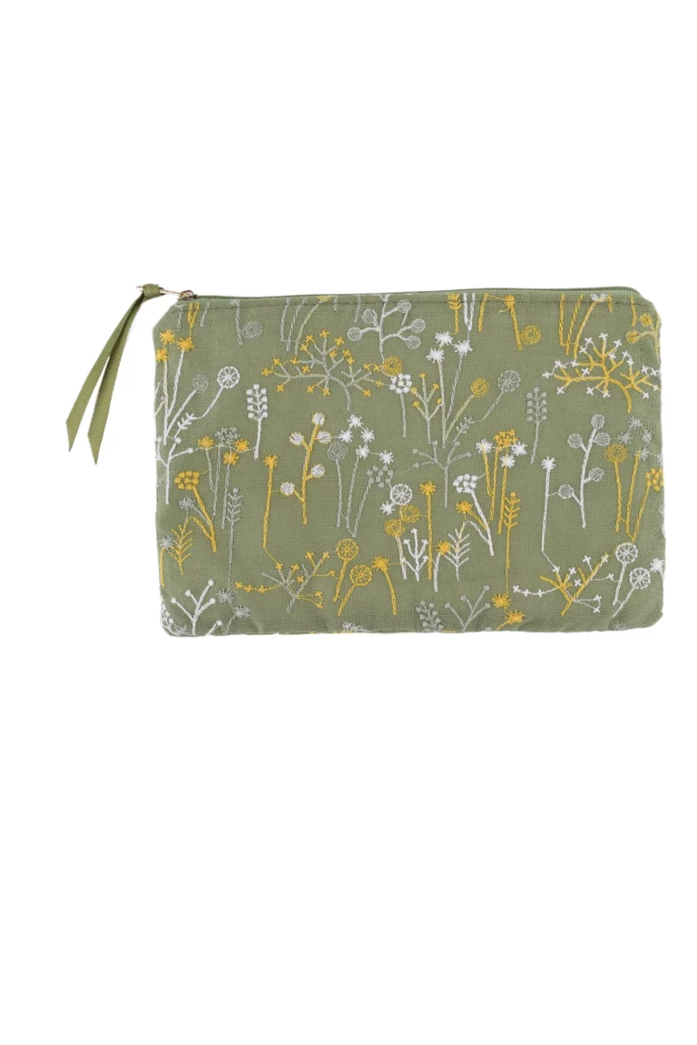 Pochette plate floral vert Arta