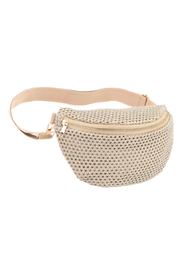 Sac banane filet tressé gold