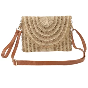 Sac pochette avec rabat en paille tressée - Arna