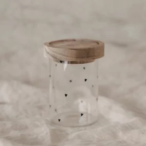 Mini bocal de rangement avec cœurs noirs
