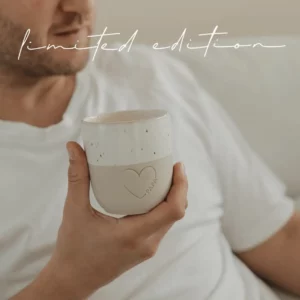 Tasse en grès sans anse - Papa avec grand coeur