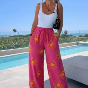 Pantalon gaze de coton soleil fuschia
