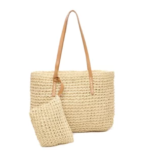 Sac cabas + pochette écru