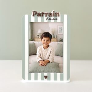 Cadre photo rayures sauges - Parrain d'amour