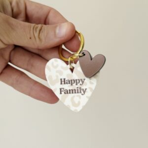 Porte-clé coeurs léopard - Happy Family