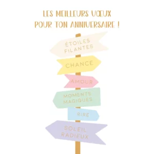 Carte Les meilleurs voeux pour ton anniversaire Panneau directions