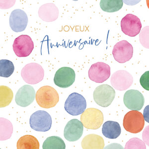 Carte points colorés Joyeux anniversire